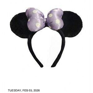 Disney Parks Minnie Mouse Ears Headband Lavender Purple Polka Dot Bow EUC